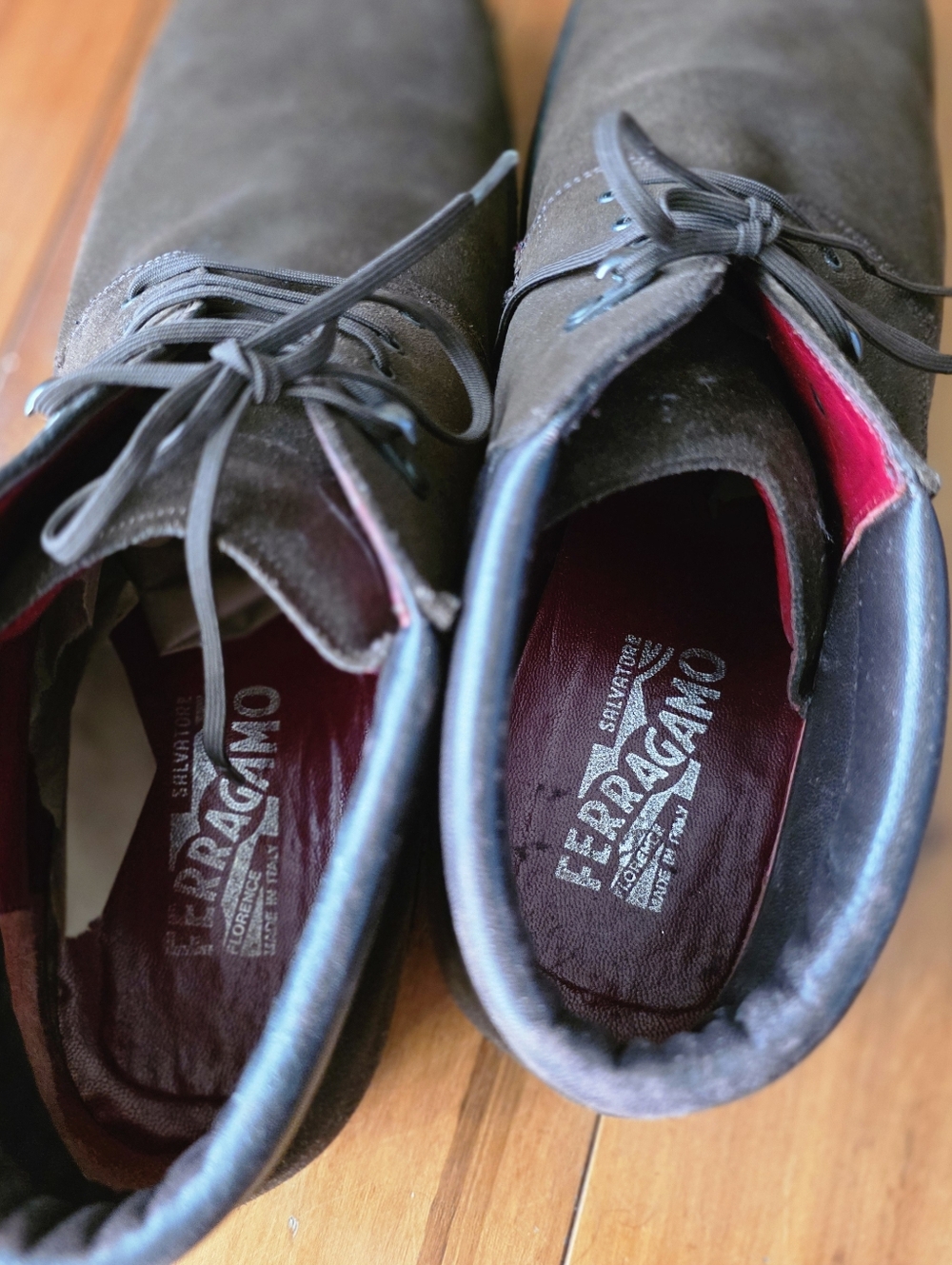 Salvatore Ferragamo Brown Leather Suede Lug Sole Boots Men’s 11.5‎ Old Money - Picture 7 of 10